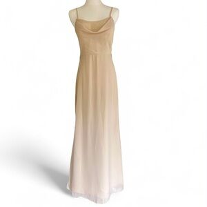 JJ’S HOUSE Cowl A-Line Spaghetti Strap Chiffon Bridesmaid Maxi Dress Formal Sz S